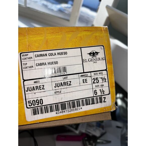 El General Cowboy Boots Exotic Leather Ivory Croc Back Mens Sz 6.5 - Picture 11 of 11